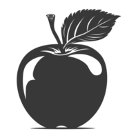 AI generated Silhouette Apple Fruit black color only png