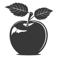 AI generated Silhouette Apple Fruit black color only png