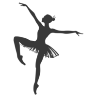 ai generiert Silhouette Ballerina im Aktion schwarz Farbe nur voll Körper png