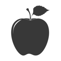 ai généré silhouette Pomme fruit noir Couleur seulement png