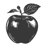 AI generated Silhouette Apple Fruit black color only png