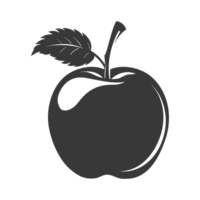 AI generated Silhouette Apple Fruit black color only png