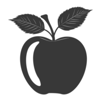 AI generated Silhouette Apple Fruit black color only png