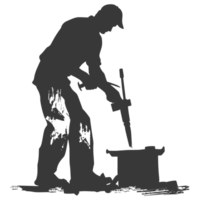 AI generated Silhouette blacksmith in action black color only full body png