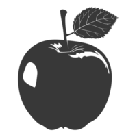 ai gegenereerd silhouet appel fruit zwart kleur enkel en alleen png