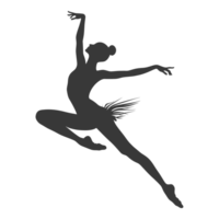 AI generated Silhouette ballerina in action black color only full body png