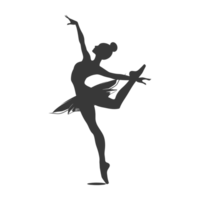 AI generated Silhouette ballerina in action black color only full body png