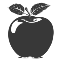 ai gegenereerd silhouet appel fruit zwart kleur enkel en alleen png