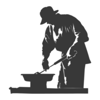 AI generated Silhouette blacksmith in action black color only full body png