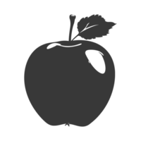 ai gegenereerd silhouet appel fruit zwart kleur enkel en alleen png