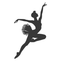 AI generated Silhouette ballerina in action black color only full body png