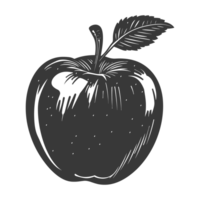 ai généré silhouette Pomme fruit noir Couleur seulement png