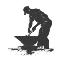 AI generated Silhouette blacksmith in action black color only full body png