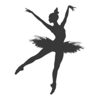 AI generated Silhouette ballerina in action black color only full body png