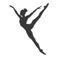 ai generato silhouette ballerina nel azione nero colore solo pieno corpo png