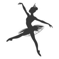 AI generated Silhouette ballerina in action black color only full body png