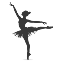 AI generated Silhouette ballerina in action black color only full body png