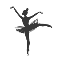 AI generated Silhouette ballerina in action black color only full body png