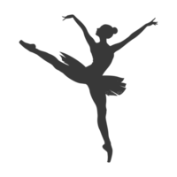 AI generated Silhouette ballerina in action black color only full body png