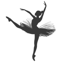 AI generated Silhouette ballerina in action black color only full body png