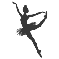 AI generated Silhouette ballerina in action black color only full body png