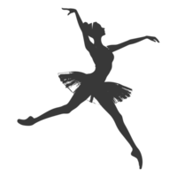 AI generated Silhouette ballerina in action black color only full body png