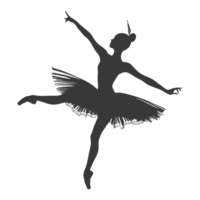 AI generated Silhouette ballerina in action black color only full body png