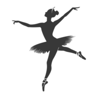 AI generated Silhouette ballerina in action black color only full body png