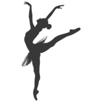 AI generated Silhouette ballerina in action black color only full body png