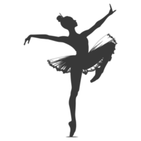 AI generated Silhouette ballerina in action black color only full body png