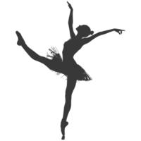 ai generato silhouette ballerina nel azione nero colore solo pieno corpo png