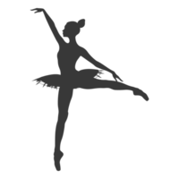 ai generato silhouette ballerina nel azione nero colore solo pieno corpo png