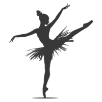 AI generated Silhouette ballerina in action black color only full body png