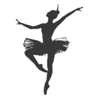 AI generated Silhouette ballerina in action black color only full body png