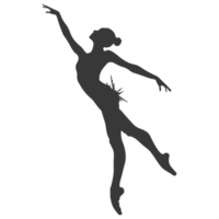 ai generato silhouette ballerina nel azione nero colore solo pieno corpo png