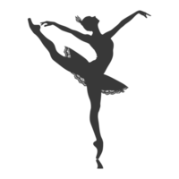 AI generated Silhouette ballerina in action black color only full body png