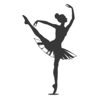 AI generated Silhouette ballerina in action black color only full body png