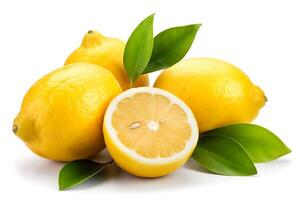 AI generated Lemon fruit with leaf isolate photo