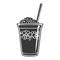 AI generated Silhouette Bubble tea drink black color only png