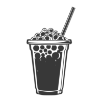 AI generated Silhouette Bubble tea drink black color only png