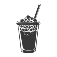 AI generated Silhouette Bubble tea drink black color only png