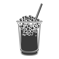 AI generated Silhouette Bubble tea drink black color only png