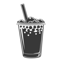 AI generated Silhouette Bubble tea drink black color only png