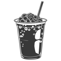 AI generated Silhouette Bubble tea drink black color only png