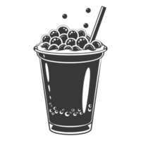 AI generated Silhouette Bubble tea drink black color only png