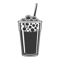 AI generated Silhouette Bubble tea drink black color only png