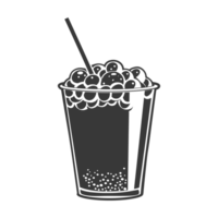 AI generated Silhouette Bubble tea drink black color only png