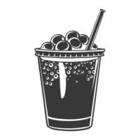 AI generated Silhouette Bubble tea drink black color only png