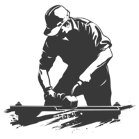 AI generated Silhouette blacksmith in action black color only full body png