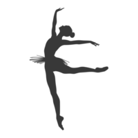 ai generato silhouette ballerina nel azione nero colore solo pieno corpo png